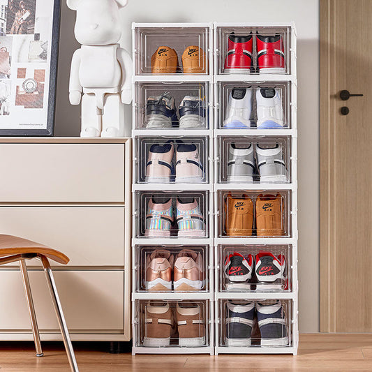5-Layer Foldable Shoe Organizer | Space-Saving Transparent Shoe Storage Box