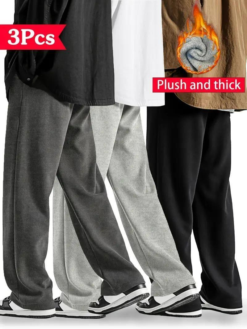 Warm fleece joggers for men with elastic waistband
