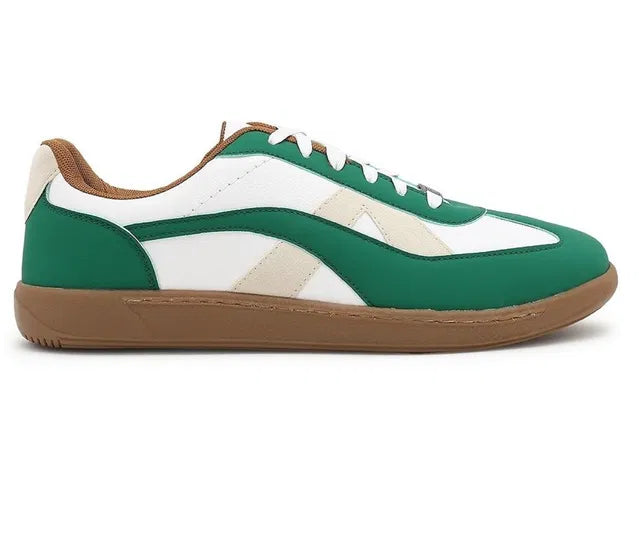 Green and white leather sneakers