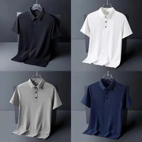 Poly Cotton Solid Half Sleeves Mens Polo T-shirt (Pack of 4) 