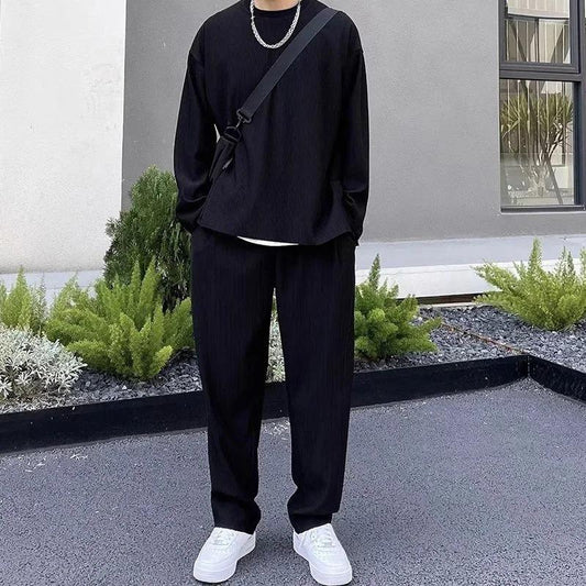 Men's Solid Round Neck Co-ord Set 