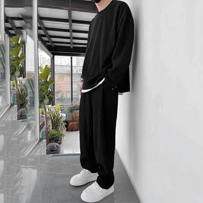 Men's Solid Round Neck Co-ord Set 