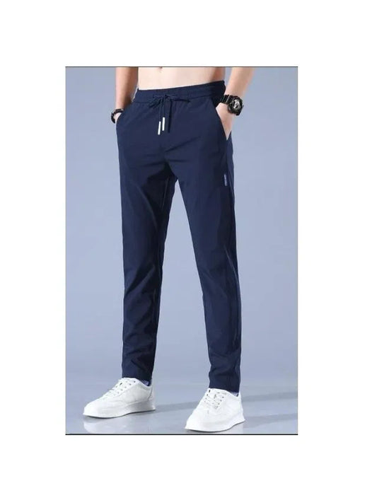 navy blue slim-fit track pants